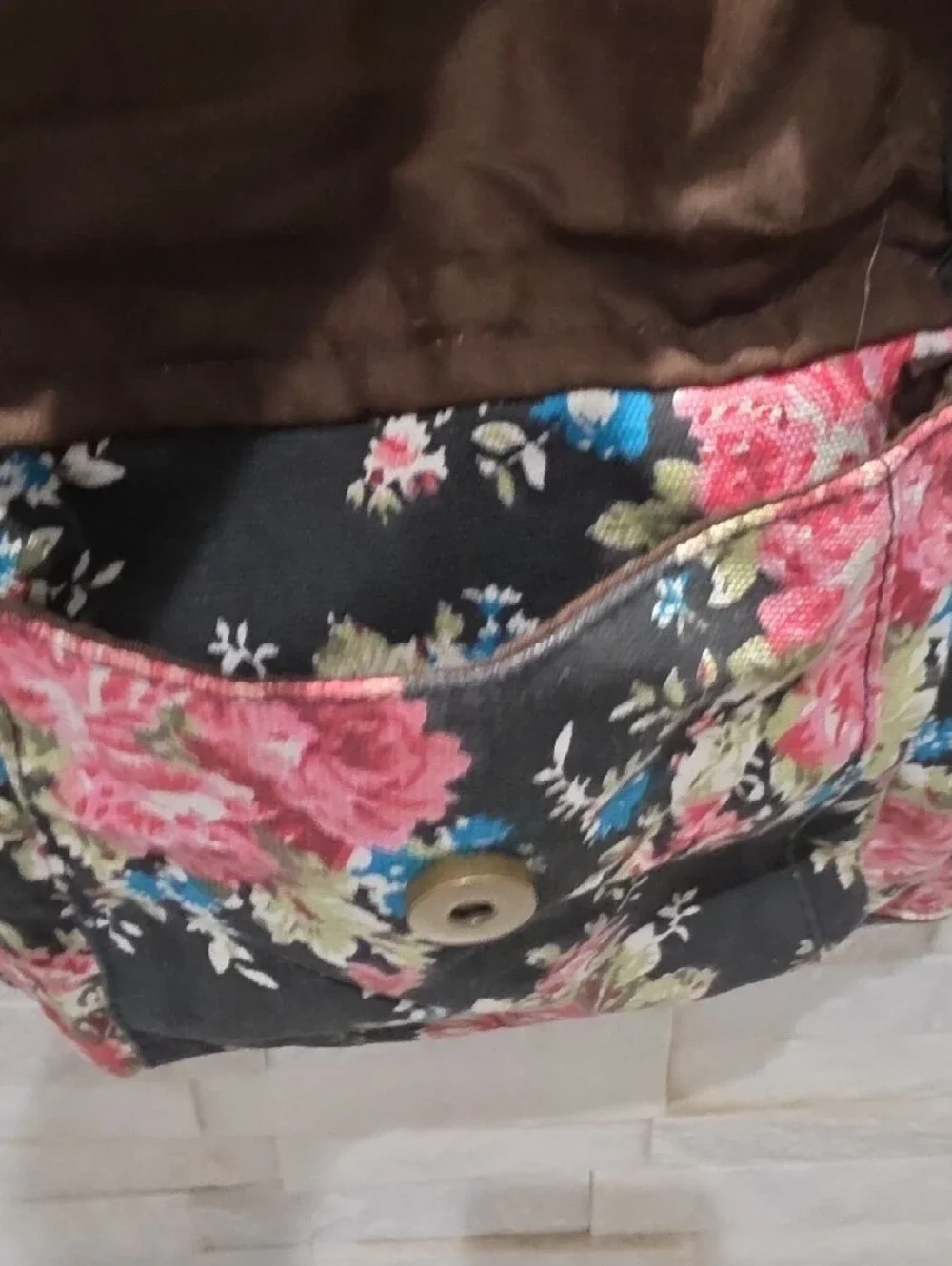 Stone Mountain Accessories Black Floral Canvas Backpack with Pink & Blue Blooms